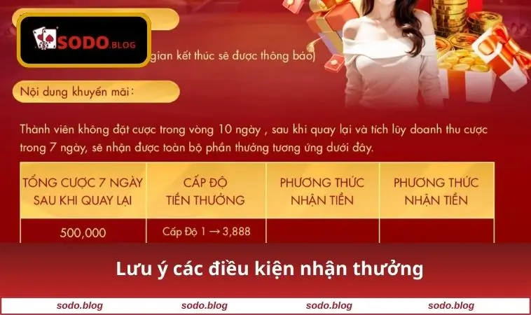 Khuyến Mãi SODO 3 Lưu ý điều kiện nhận thưởng