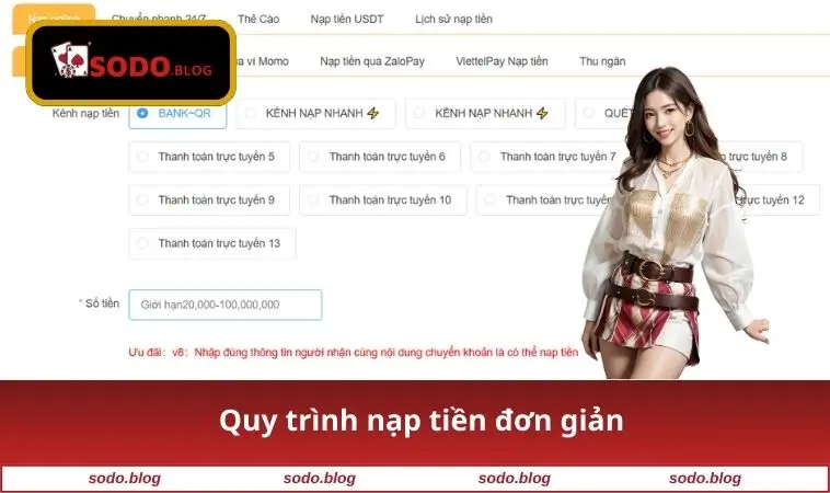 Quy trình nạp tiền đơn giản